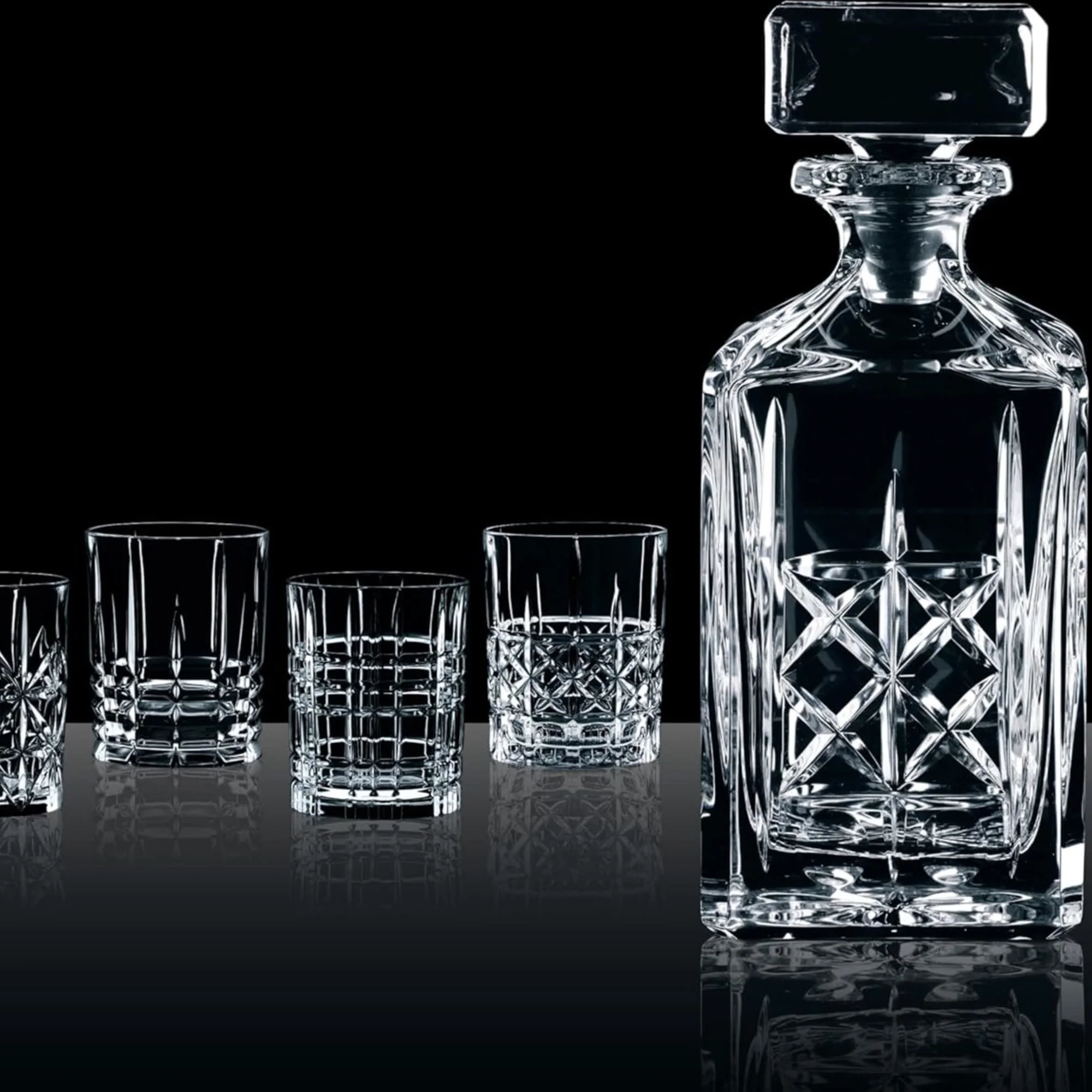 Nachtmann Highland 5-Piece Decanter and Whiskey Glass Set, Clear