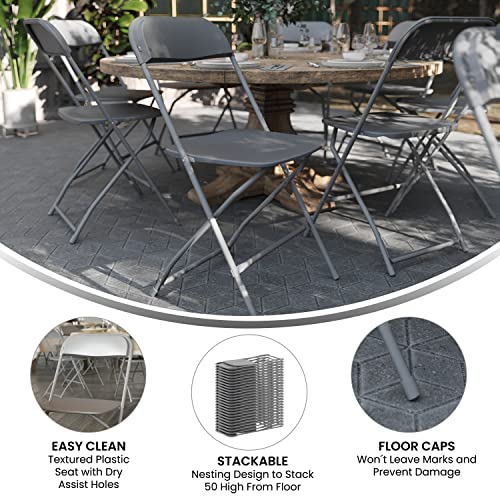 EMMA + OLIVER Set of 2 Plastic Folding Chairs - 650 LB Weight Capacity Lightweight Stackable Folding Chair in White