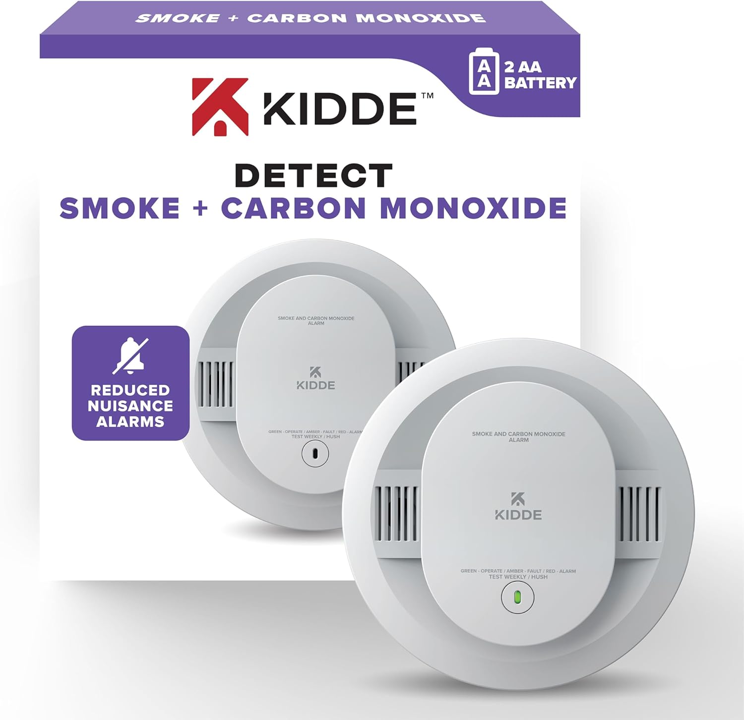 Kidde Smoke & Carbon Monoxide Detector with Smoke Detector, 10-Year Battery