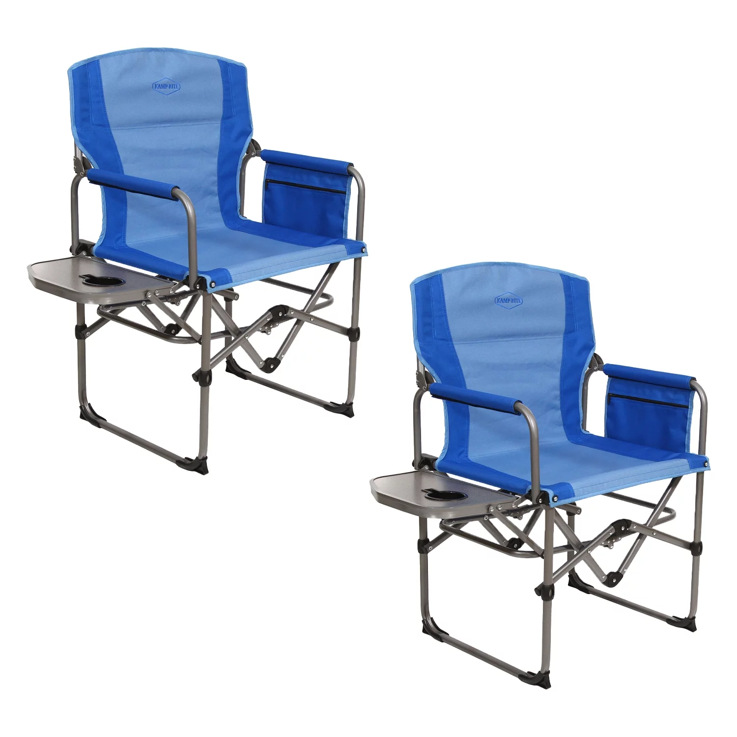 Kamp-Rite Outdoor Camping Folding Director's Chair w/ Side Table (2)