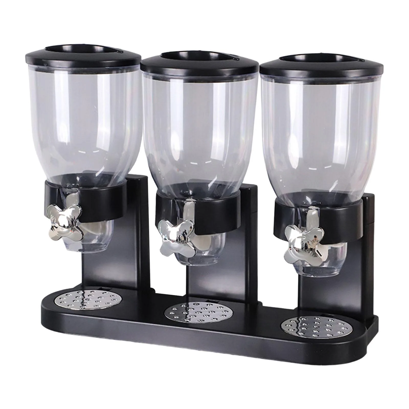 Cereal Dispenser Triple Canister Kitchen Container Snack Display Fresh Organizer Dry Food Storage for Oatmeal Rice Food Breakfast