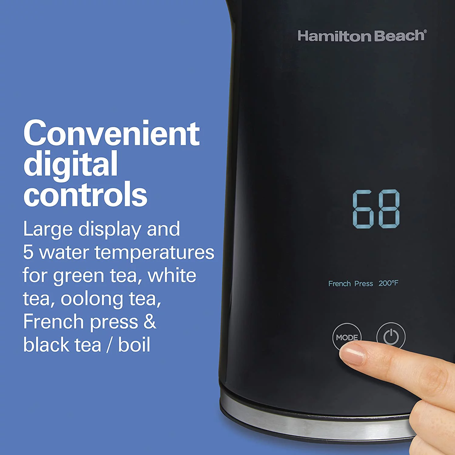 Hamilton Beach Cool-Touch Digital Kettle, 1.7 Liter Capacity, 41033