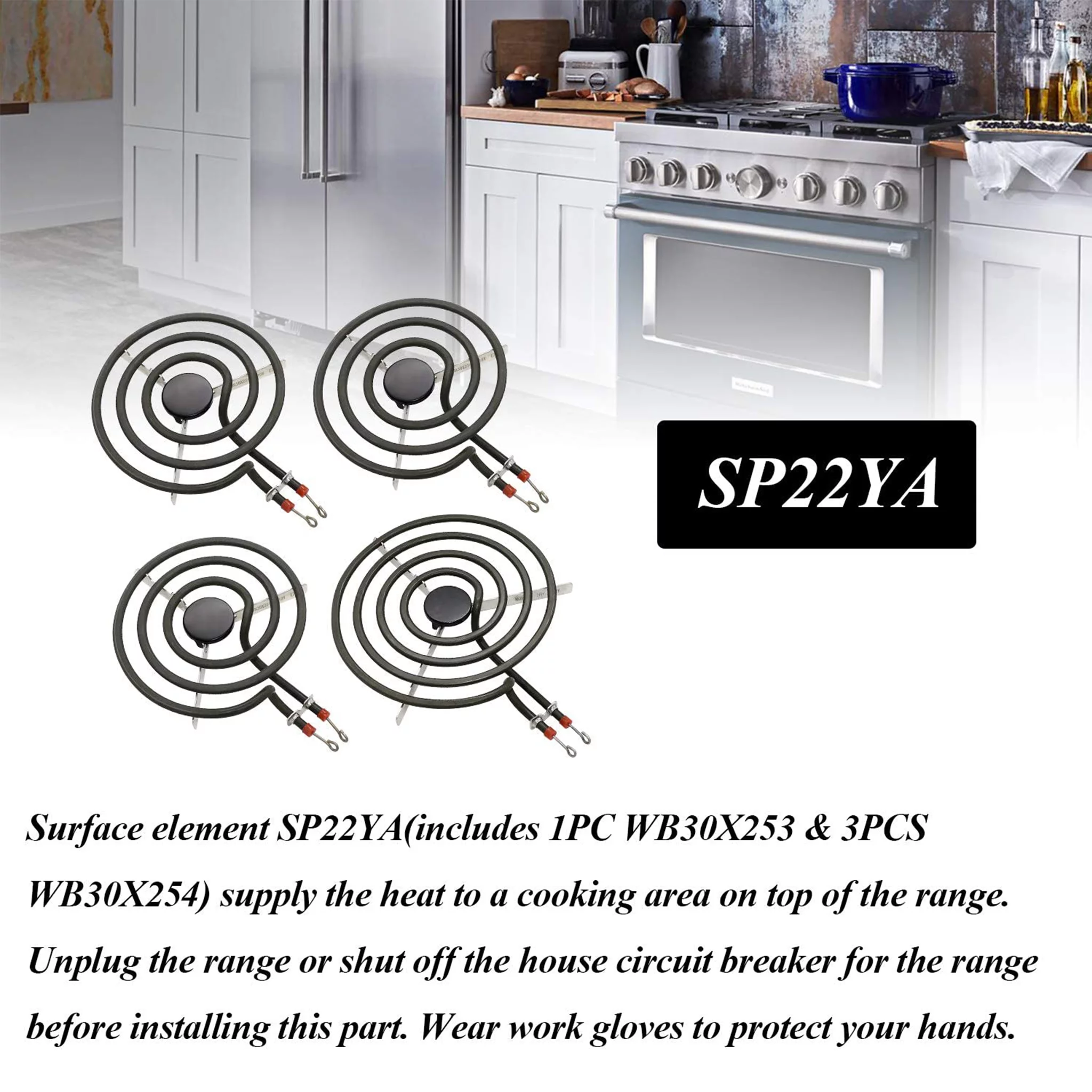 Beaquicy WB30X253 and WB30X254 Electric Range Burner Element Unit Set SP22YA
