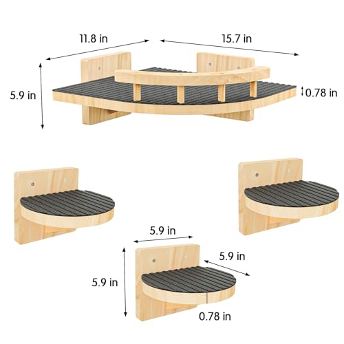4 Packs Cat Wall Shelves, Corner Climbing Shelf Perches, Cat Bed Wall Mounted with 3 Steps, Wall Furniture for Resting Space Saving, Gift for Medium/Small Cats