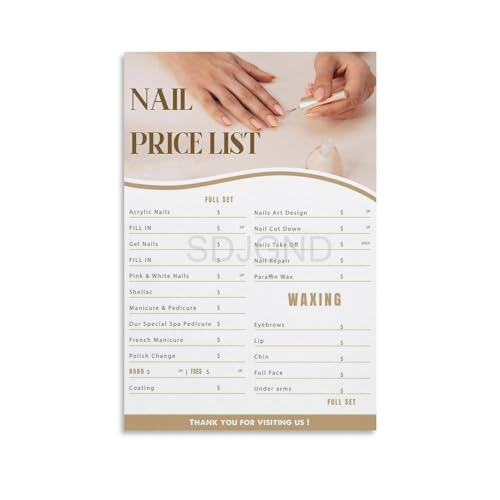 DFRRYAR Hair Salon Nail Salon Price List Styling Shop Price List Poster (1) Canvas Painting Posters And Prints Wall Art for Living Room Bedroom Decor 08x12inch(20x30cm), Frame-style