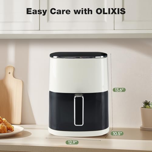 OLIXIS Air Fryer 6 Quart with Window Square Air Fryer 12-in-1 Air Fry, Roast, Reheat, Dehydrate, Bake, Steam, Fries, Custard, Chicken, Wings, Sea Food, Vegetabels,400F Grey