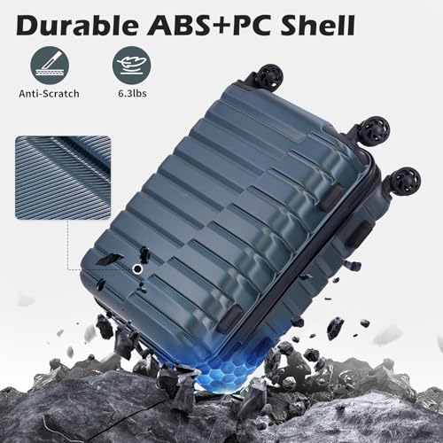 Coolife Luggage Suitcase Carry on Hardside PC+ABS Spinner TSA Lock Telescopic Handle