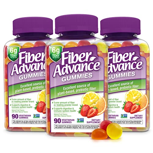 Fiber Advance Gummies | 100% Plant Based Fiber Supplement for Digestive Health | Chicory Root Inulin Prebiotic Fiber Gummies for Adults | Gluten Free, Vegetarian, & Non-GMO, 90 Count