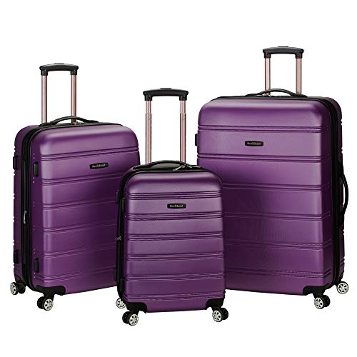 Rockland Vara Softside 3-Piece Upright Luggage Set, Expandable,Black dot, (20/22/28)