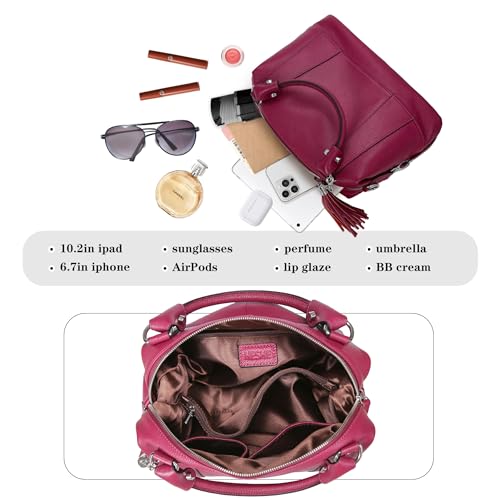 HESHE Womens Genuine Leather Handbags Purse Crossbody Satchel Tote Bags Ladies Real Leather Bags