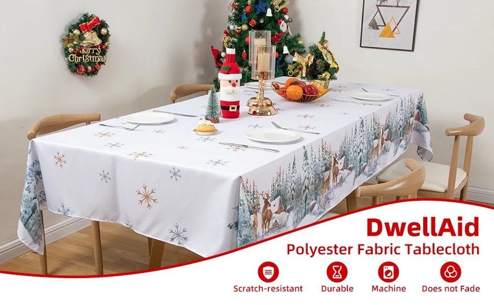 Ray Star Christmas Tablecloth Rectangle 60x102in Machine Washable Table Cloths That Does not Fade in The Wash, Thick Can not See Through Tablecloth, Polyester Table Cover