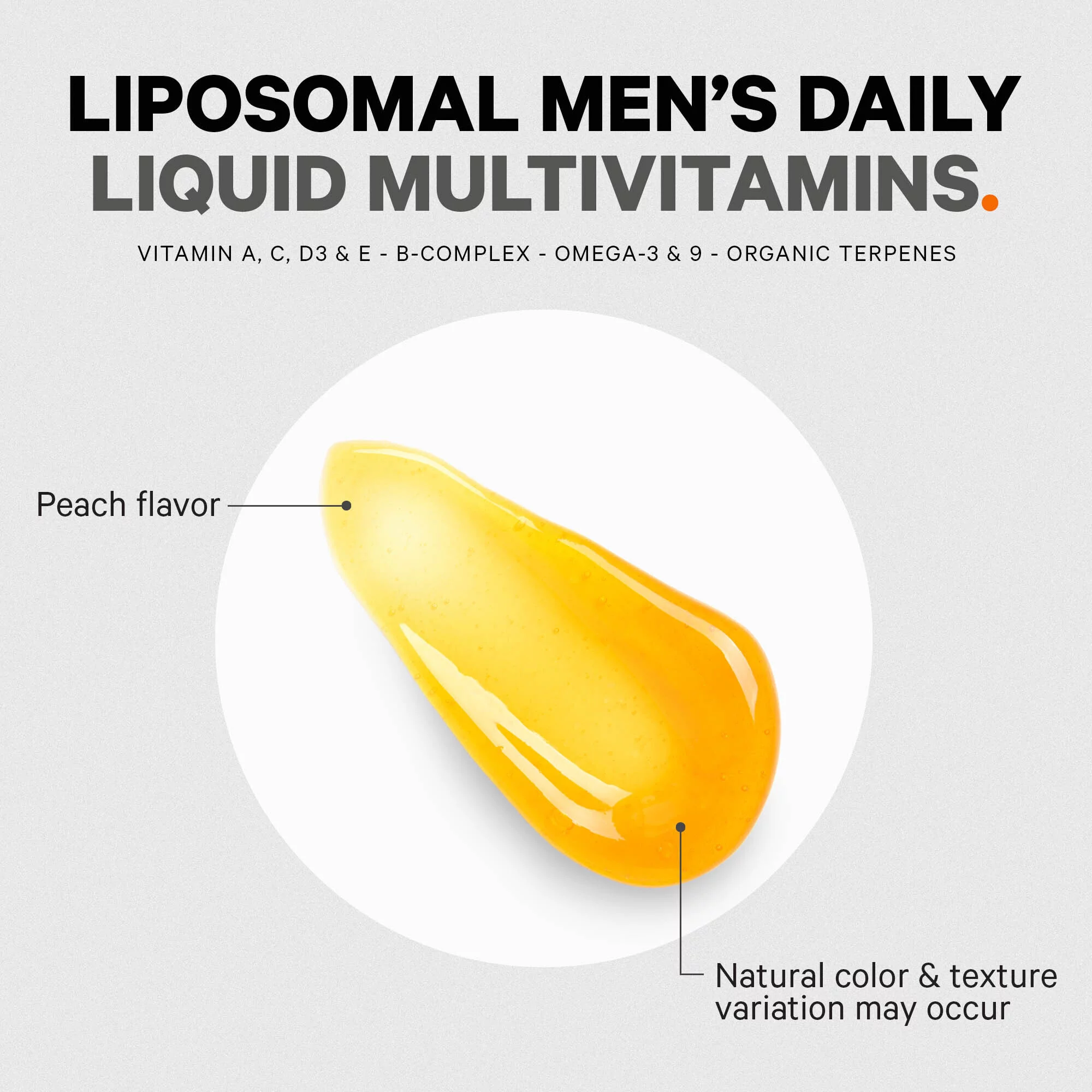 Codeage Nanofood Men's Daily Multivitamin Liquid Supplement, Vitamins A B C D3 E, Omega-3, Terpenes, Liposomal Delivery, Sugar-Free, 30 Pouches