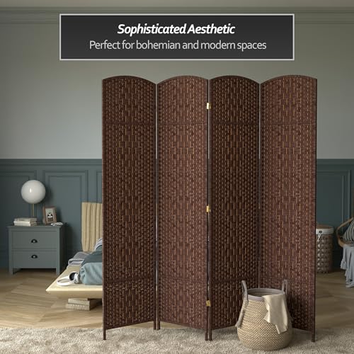 Red Lantern 7 ft. Tall Diamond Weave Dark Beige-6 Panels Room Divider