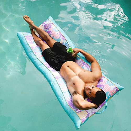 Big Joe Kona Hammock No Inflation Needed Pool Lounger with Headrest, Quick Draining Fabric, 4 feet Big