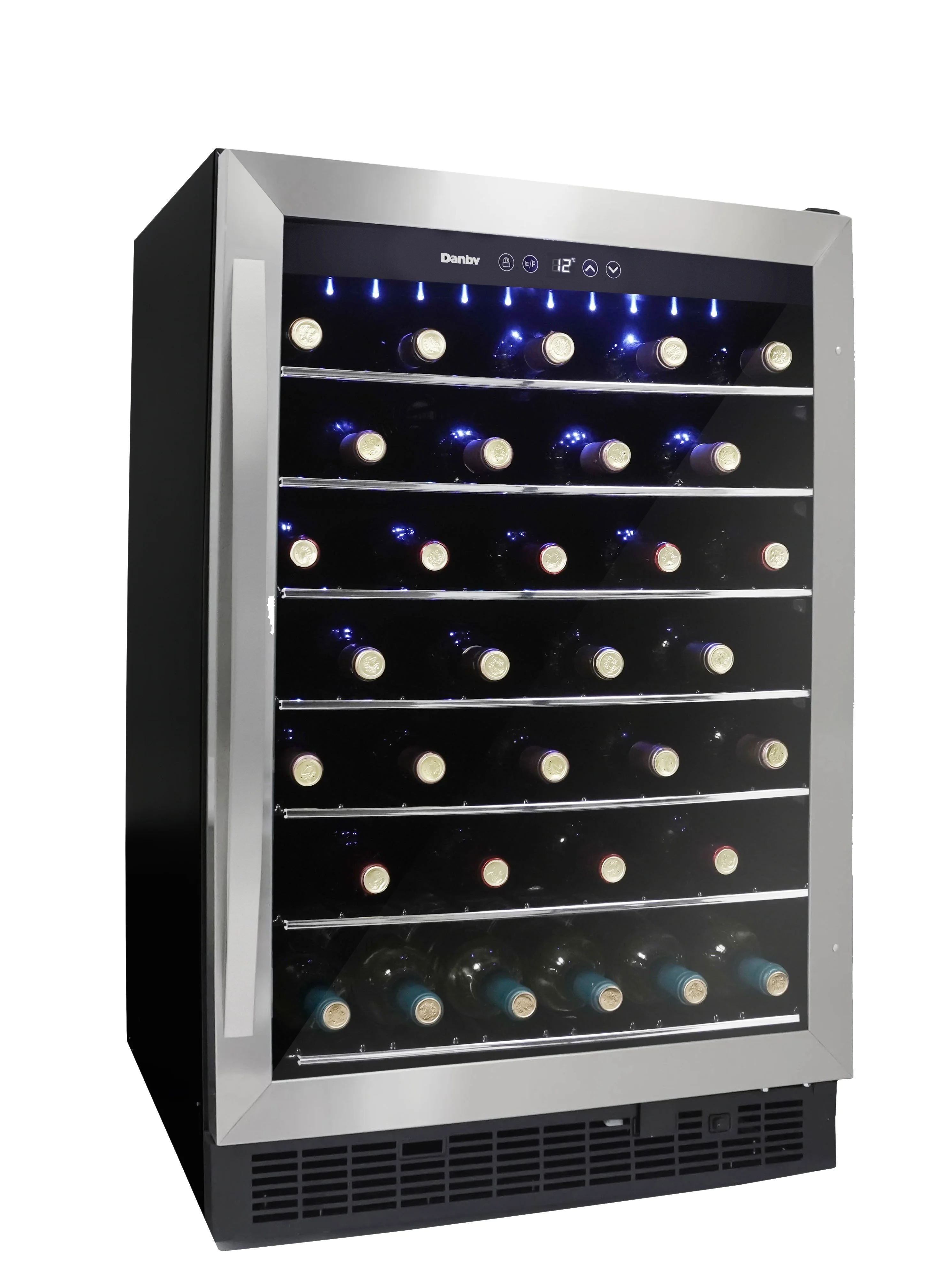 Danby DWC057A1BSS 5.7 Cu. ft. Built-In Beverage Center, Holds 60 Bottles, Single Zone Under Counter Wine Fridge in Stainless Steel