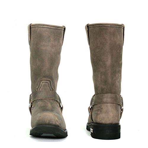 Hot Leathers BTM1003 Men's Stone Wash Brown 11-inch Tall Harness Leather Boots - 8