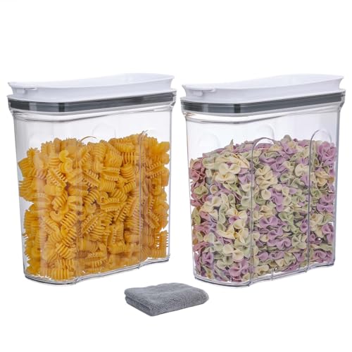 FreshKeeper Cereal Containers Storage Set, Airtight Food Storage Container with Lid 4L/135.2oz, 2PCS BPA-FREE Plastic Pantry Organization Canisters for Rice Cereal Flour Sugar Dry Food in Kitchen
