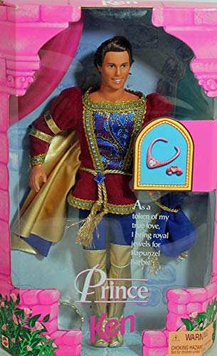 Barbie 1997 Classic Fairy Tale Rapunzel Series 12 Inch Doll : Prince Ken with Costume, Crown, Jewel Bag, Plastic Necklace and Bracelet