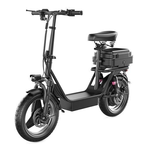 AZHAR Electric Scooter Adults, Electric Scooter with Seat, 500W Motor, Up to 25 MPH and 20/30 Miles Long Range, 36V 13A/48V 15A Battery, 14