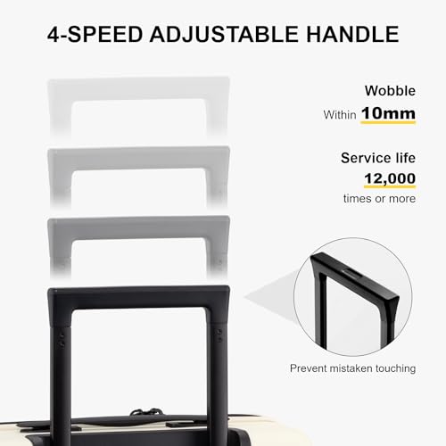 LEVEL8 Hard Shell Carry on Luggage Airline Approved, Carry-on Suitcases with Wheels, Lightweight Luminous Textured Hardside Travel Bag with Tsa Lock, 20 Inch, Black