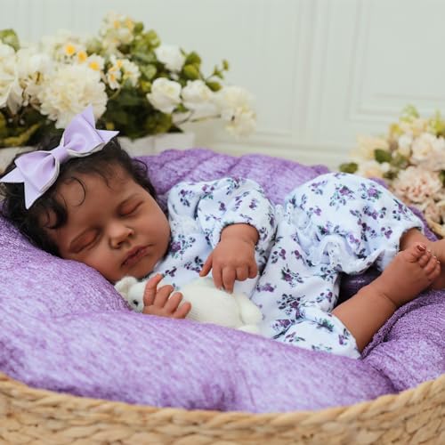 SCOM Reborn Baby Dolls Black Girl - 20 Inch Realistic Newborn Baby Dolls Newborn Baby Dolls African American Real Life Baby Dolls Gift for Kids Age 3