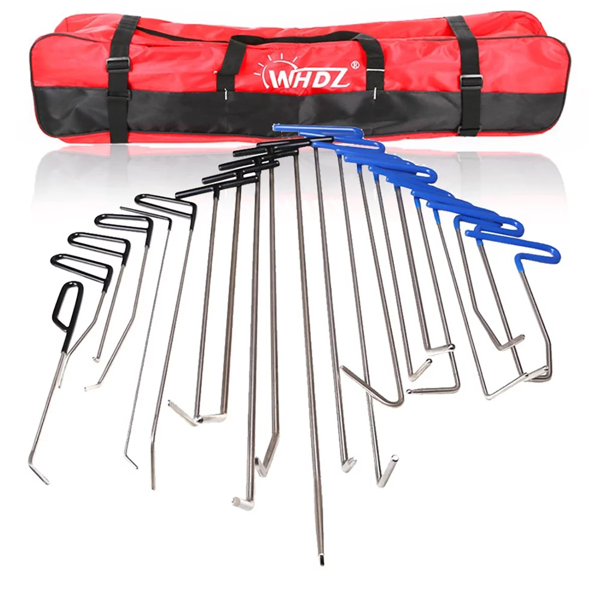 WHDZ 21 Pcs Paintless Dent Repair Rods Tool Auto Body Paintless Dent Repair Tools Kit for Door Dings Hail Repair and Dent Removal