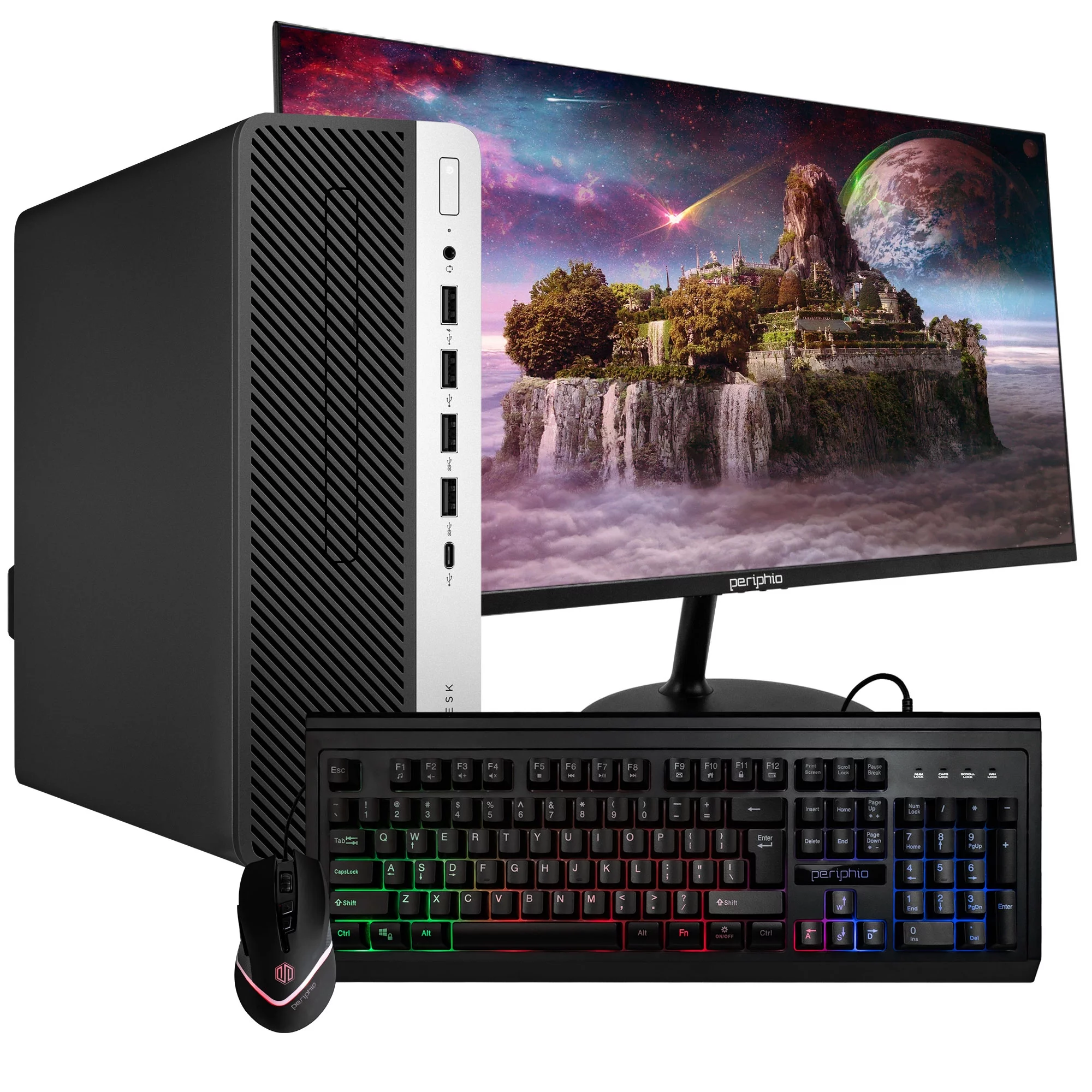 Restored HP ProDesk 600G4 Desktop Computer | Hexa Core Intel i5 (3.2GHz) | 16GB DDR4 RAM | 500GB SSD | Windows 11 Pro | New 24in LCD Monitor | RGB Keyboard & Mouse | Home or Office PC (Refurbished)