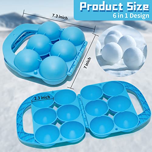 Holady 2 Pack Snowball Makers - Makes 6 Snowballs at Once - Outdoor Winter Snow Toys for Kids and Adults, Snowball Maker Tool with Handle for Snow Ball Fights（Blue,Green）