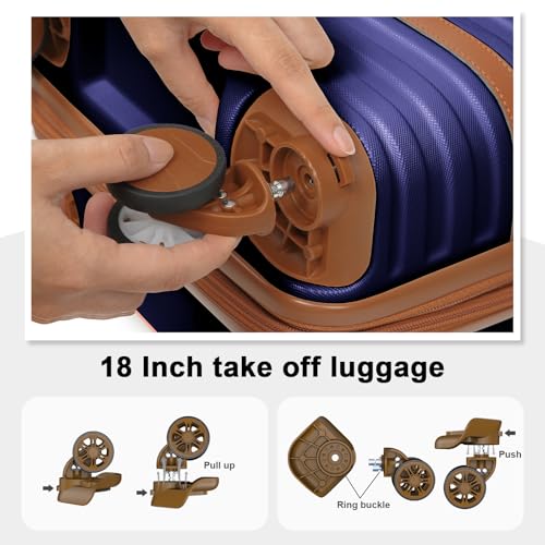 Joyway Carry On Luggage 20 Inch Expandable Suitcase with Spinner Wheel, 4 Piece Hard Shell Luggage Set with TSA Lock(White brown)