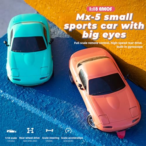 LD1899 1/18 RC Drift Car GTR R34 2.4GHz RWD with Gyroscope on-Road Alloy Body Shell Racing Cars Radio Control (Blue)