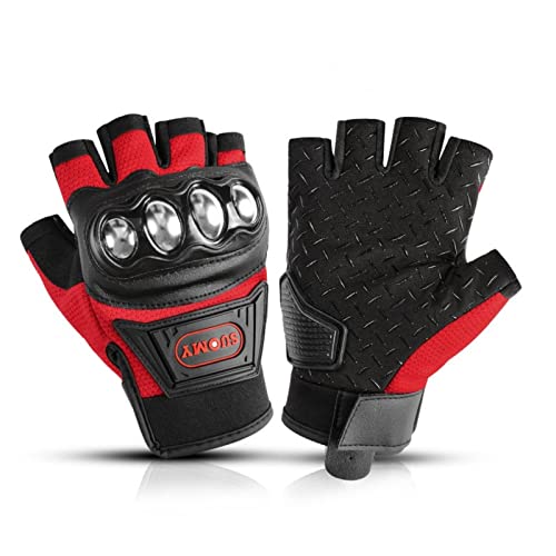 FANOLO Men Half Finger Motorcycle Gloves Touchscreen with Hard Knuckle for Adult Sports Motorbike BMX ATV MTB Motocross Riding Driving Cycling Biker Moto Racing Gloves