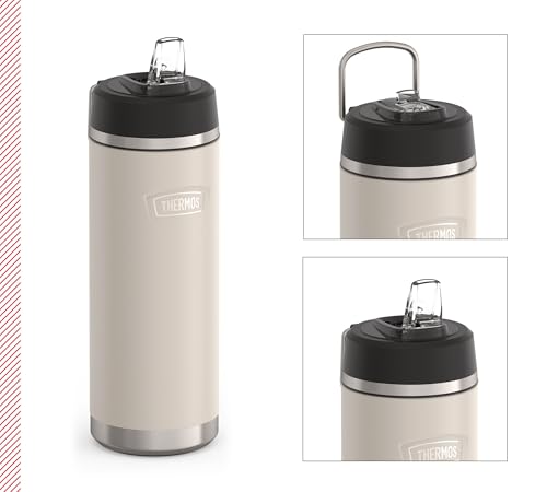 Thermos ICON Insulated Drinking Bottle with Straw, 0.71 L, Sandstone Matt, Beige, 12 Hours Cold, Stainless Steel, Thermos Flask, Dishwasher Safe, BPA-Free