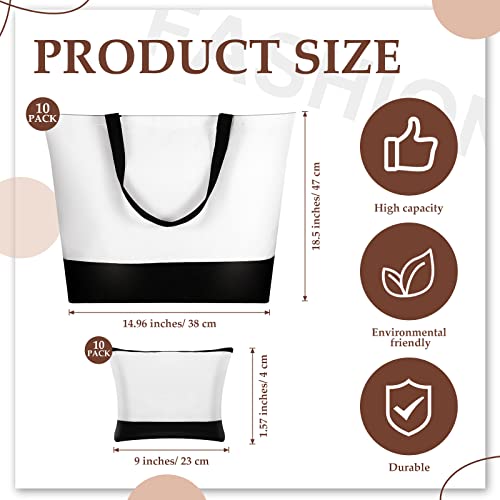 Sanwuta 20 Pcs Large Blank Canvas Tote Bags and Makeup Bags Blank Reusable Grocery Luggage Canvas Tote with Handles(10 Airy Pastel Pack)