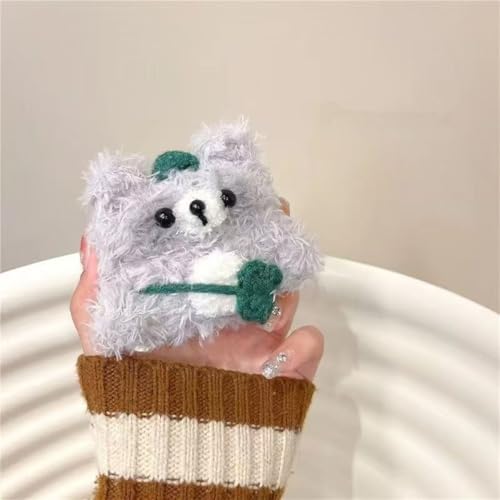 Cute Cartoon Plush 3D Bear/Raccoon Pattern Design Earbuds Case for Airpods pro 3 (2025), Winter Style Headphone Protective Soft Cover for Girls Boys (Bear)
