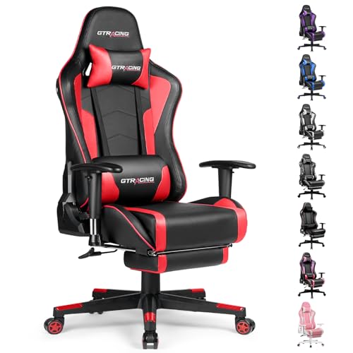 GTRACING Gaming Chair with Footrest Speakers Video Game Chair Bluetooth Music Heavy Duty Ergonomic Computer Office Desk Chair