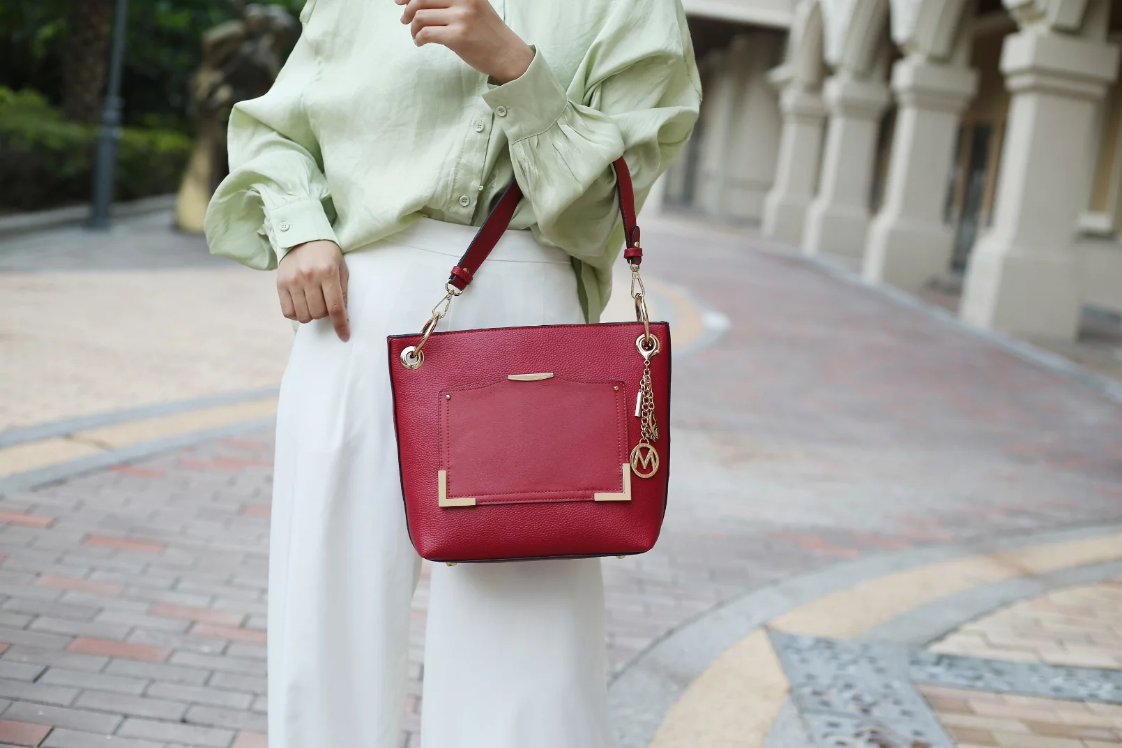 MKF Collection Women's Grace Vegan Leather Shoulder Handbag and Wristlet Set by Mia K., Navy