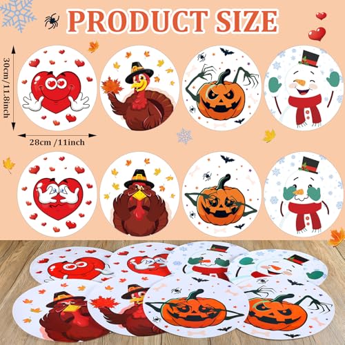 Frienda 8 Pcs Christmas Toilet Seat Cling Christmas Snowman Toilet Stickers Funny DIY Seat Cover Waterproof Self Adhesive Stickers Valentine Thanksgiving Turkey Halloween Pumpkin Bathroom Decor