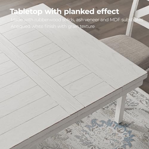 Signature Design by Ashley Robbinsdale Casual Removable Center Leaf Dining Extension Table with Trestle Base, White