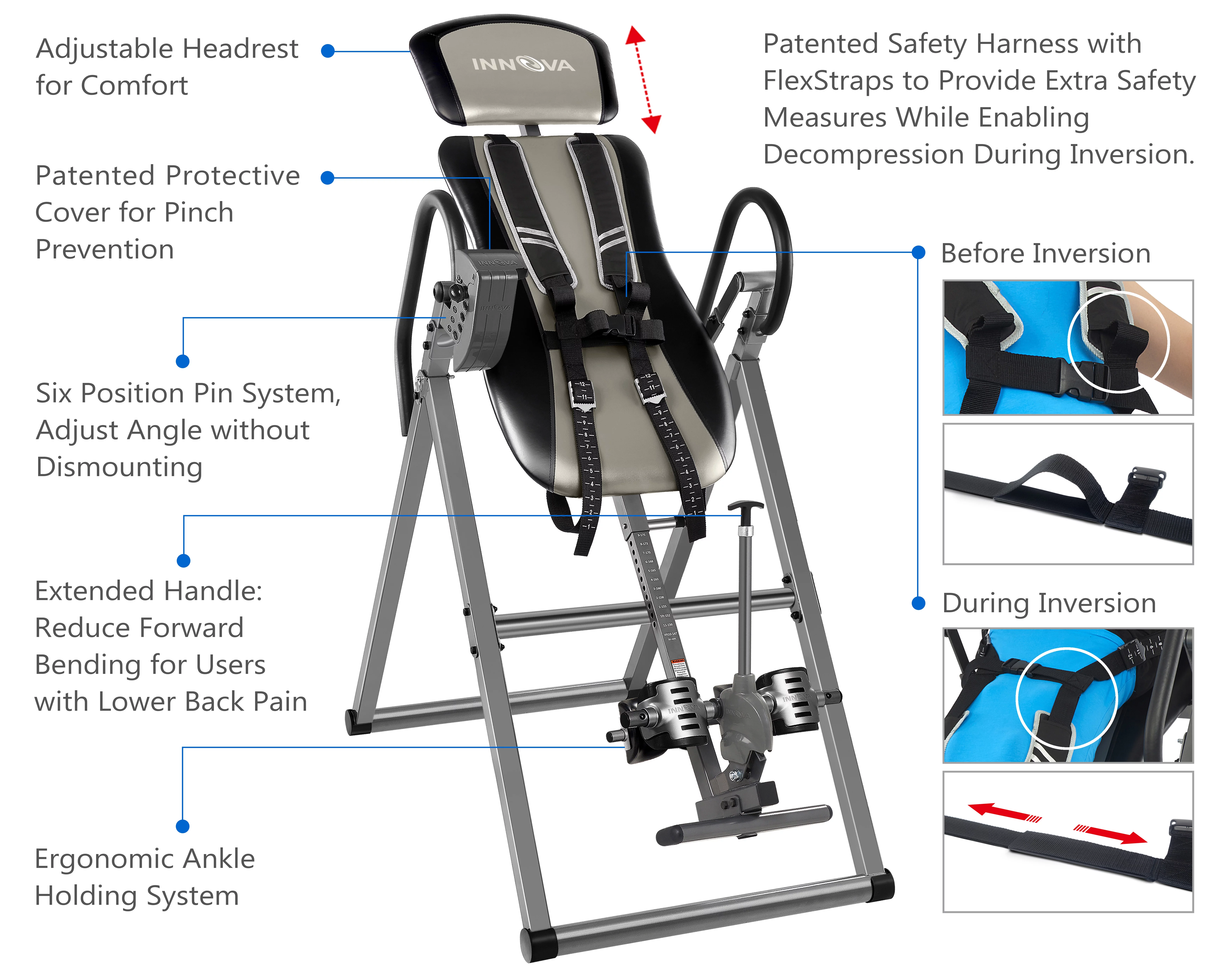 Innova ITX9800 Inversion Table with Ankle Relief and Safety Features