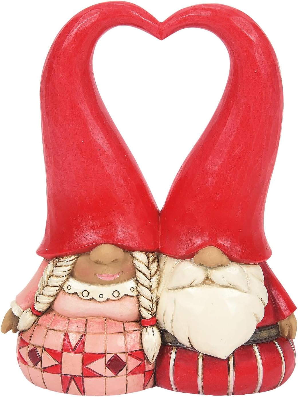 Enesco Jim Shore Heartwood Creek Love Gnome Couple Heart Hat Figurine, 4 Inch, Multicolor