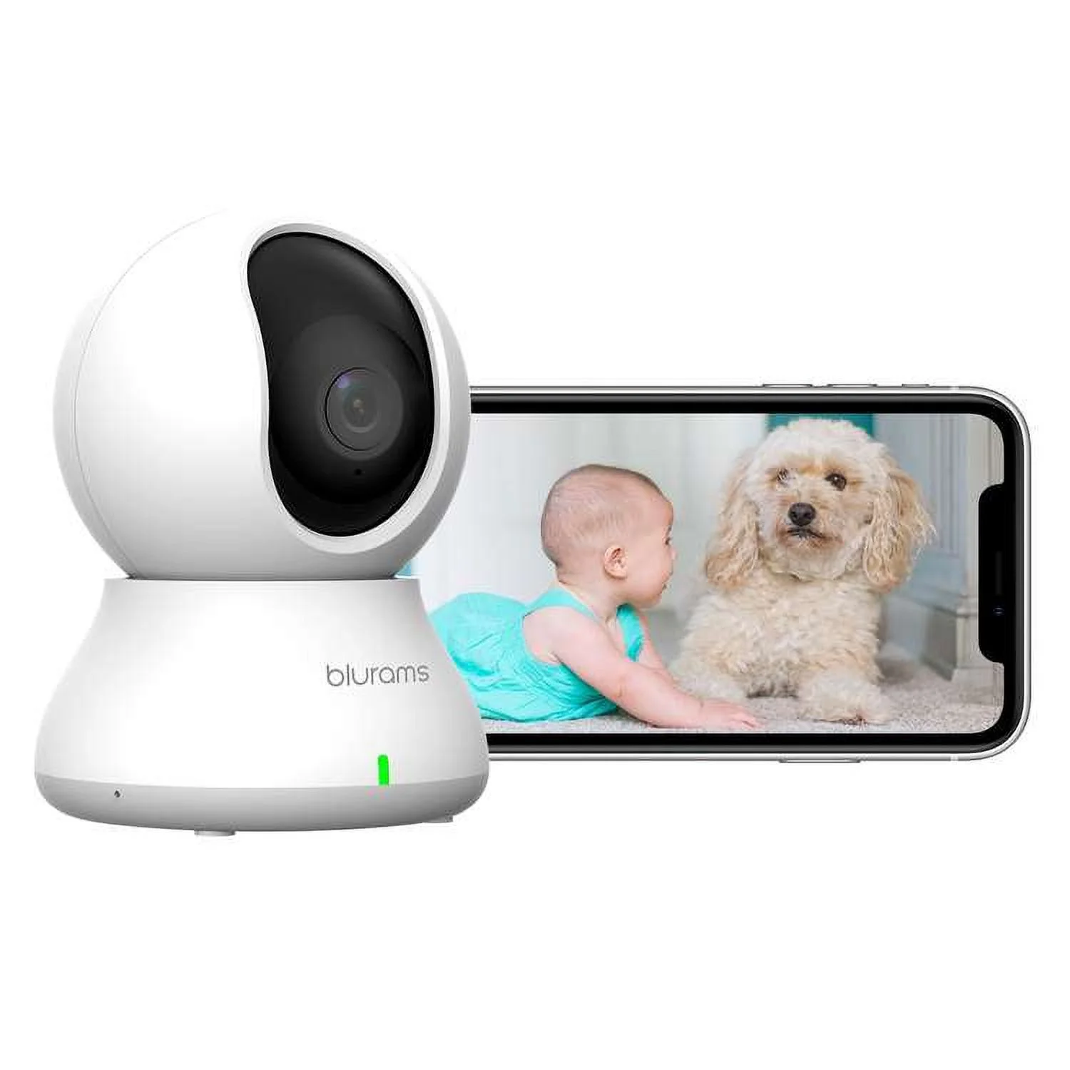 Security Camera 2K, blurams Baby Monitor Dog Camera 360-degree for Home Security w/ Smart Motion Tracking, Phone App, IR Night Vision, Siren, Works with Google Assistant & IFTTT, 2-Way Audio