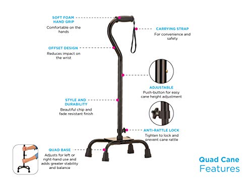 NOVA Medical Quad Cane- Large Base with Offset Silver