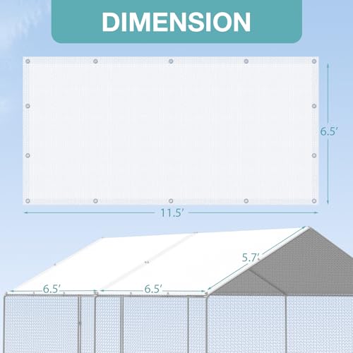 Chicken Coop Cover Waterproof, 11.5 * 6.5 FT Chicken Run Cover with Ball Bungees Cords, Sun Shade Cloth for Yard Large Chicken Coop, Walk-in Chicken Run Pen, Duck Coop Tarp (2 Pack,Grey)