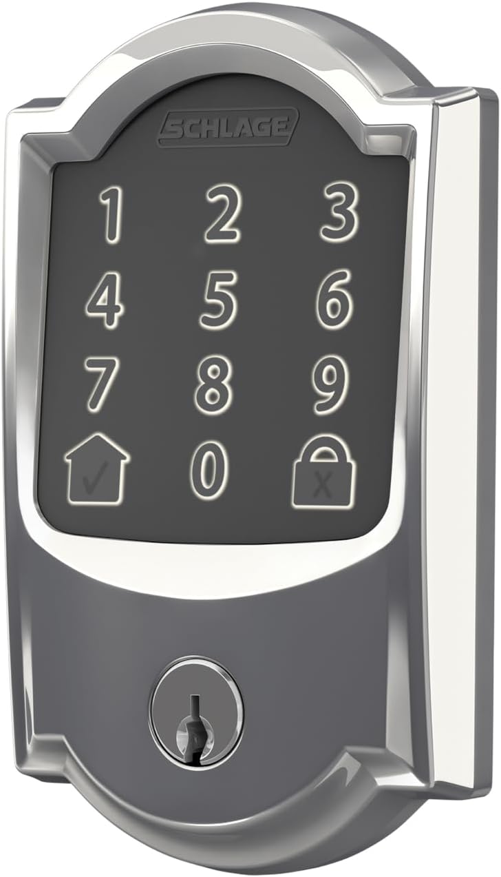 Schlage Encode Smart WiFi Deadbolt with Camelot Trim In Bright Chrome