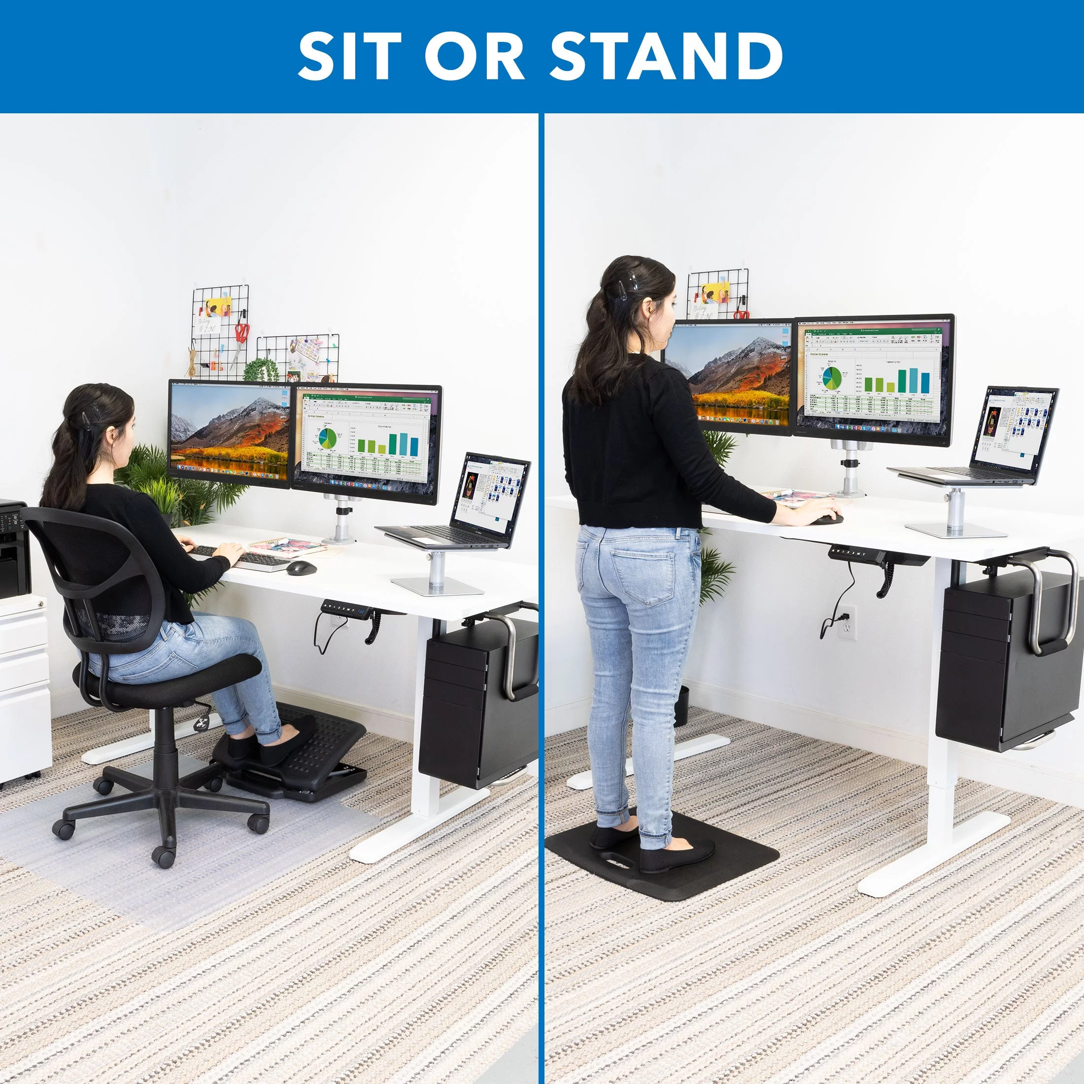 Mount-It! White Electric Standing Desk with Extra-Wide  55