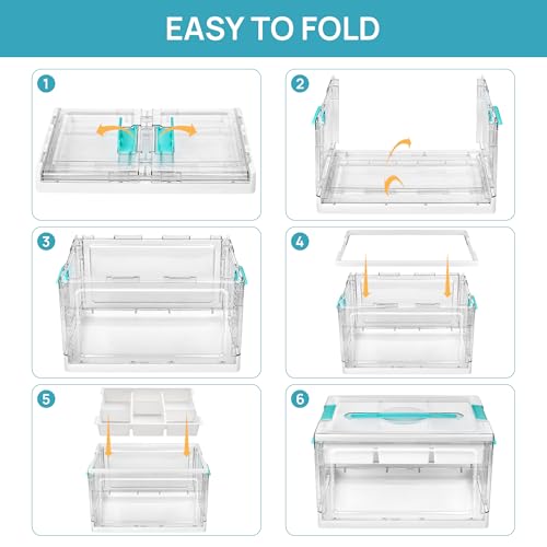 Vtopmart 24 QT Clear Plastic Craft Organizers and Storage Box with Removable Trays and Dividers,Art Supply Organizers and Storage,Ideal Containers for coloring Books,Toys,Craft Supplies,1 Pack