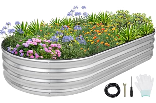 1MORE Galvanized Raised Garden Bed- Planter Garden Boxes Outdoor, Raised Beds for Gardening, 4x2x1.4ft Metal Garden Bed Kit for Vegetables Flower, Planter Raised Bed with Protective Tape & Tools.Green