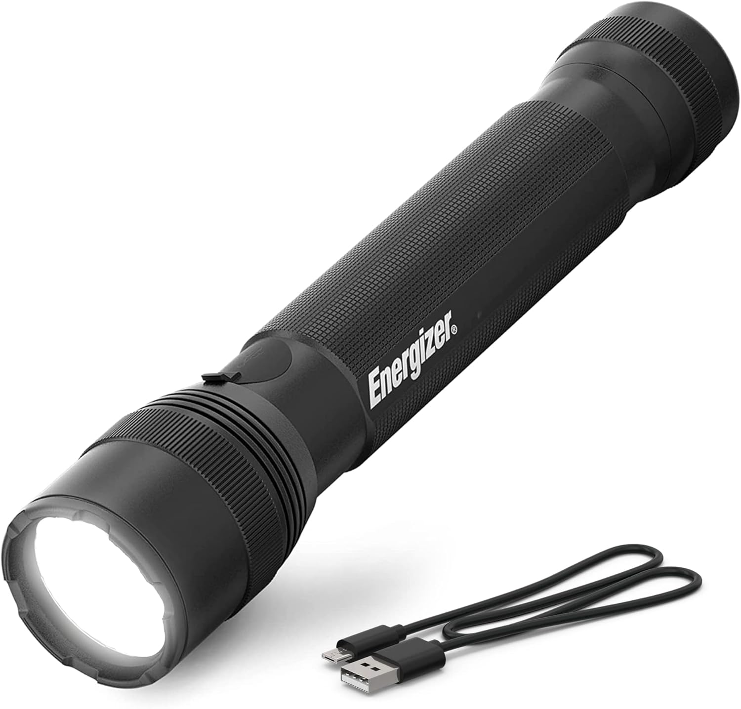 Energizer TacR-1000 LED Tactical Flashlight, Bright Rechargeable Flashlight for Emergencies and Camping Gear, Water Resistant Flashlight, USB Included, Pack of 1, Black