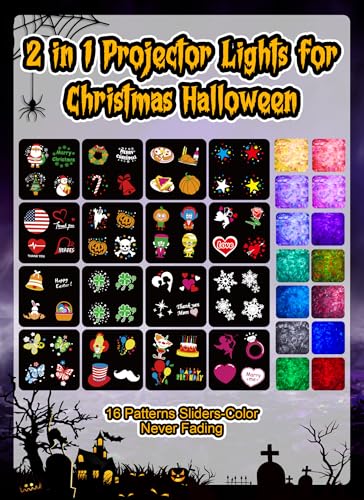 Minetom Halloween Christmas Projector Lights Outdoor 26 HD Effects (3D Ocean Wave + Patterns) Waterproof with Timer Landscape Lights for Indoor Holiday Christmas Night Disco Party, RGB + Multicolor