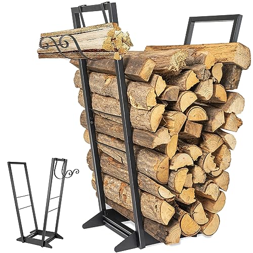 AJART Firewood Log Rack Indoor: 22 Inch Heavy Duty Outdoor Firewood Holder for Indoor Fireplace Wood Log Stand Storage